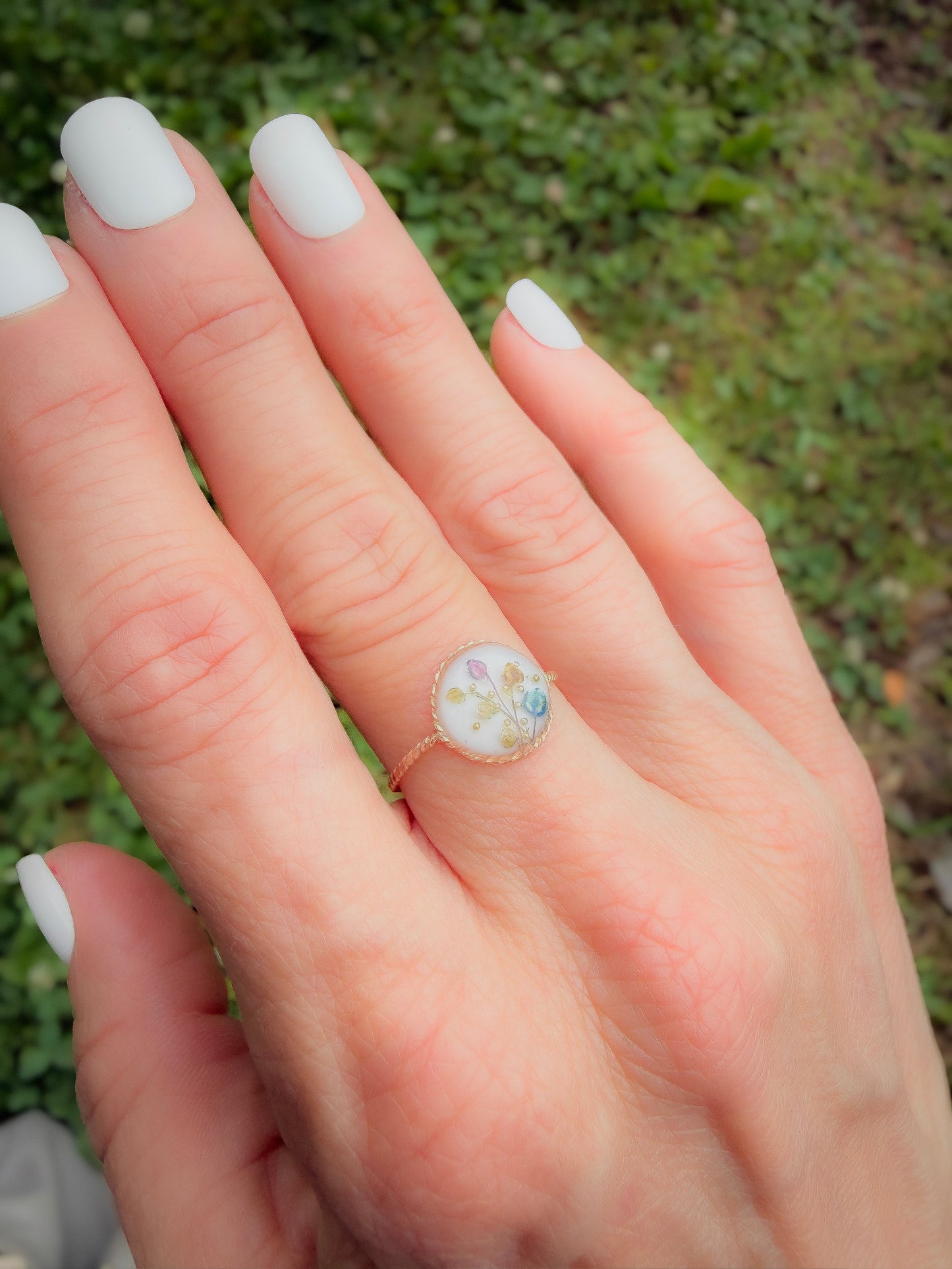 Tiny Flower Bud Ring | Real Dried Florals in Resin