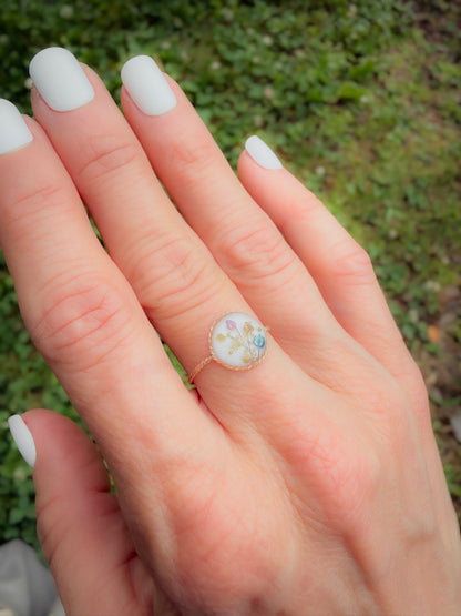 Tiny Flower Bud Ring | Real Dried Florals in Resin