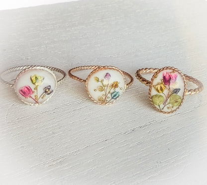Tiny Flower Bud Ring | Real Dried Florals in Resin