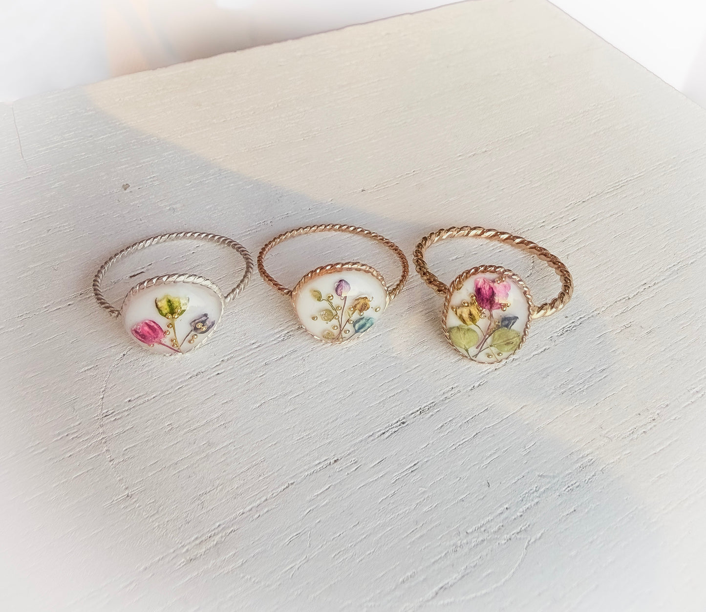Tiny Flower Bud Ring | Real Dried Florals in Resin