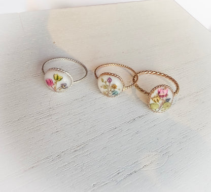 Tiny Flower Bud Ring | Real Dried Florals in Resin
