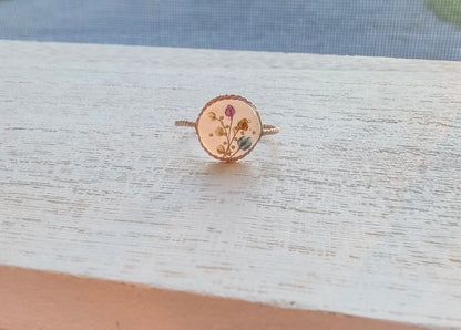 Tiny Flower Bud Ring | Real Dried Florals in Resin