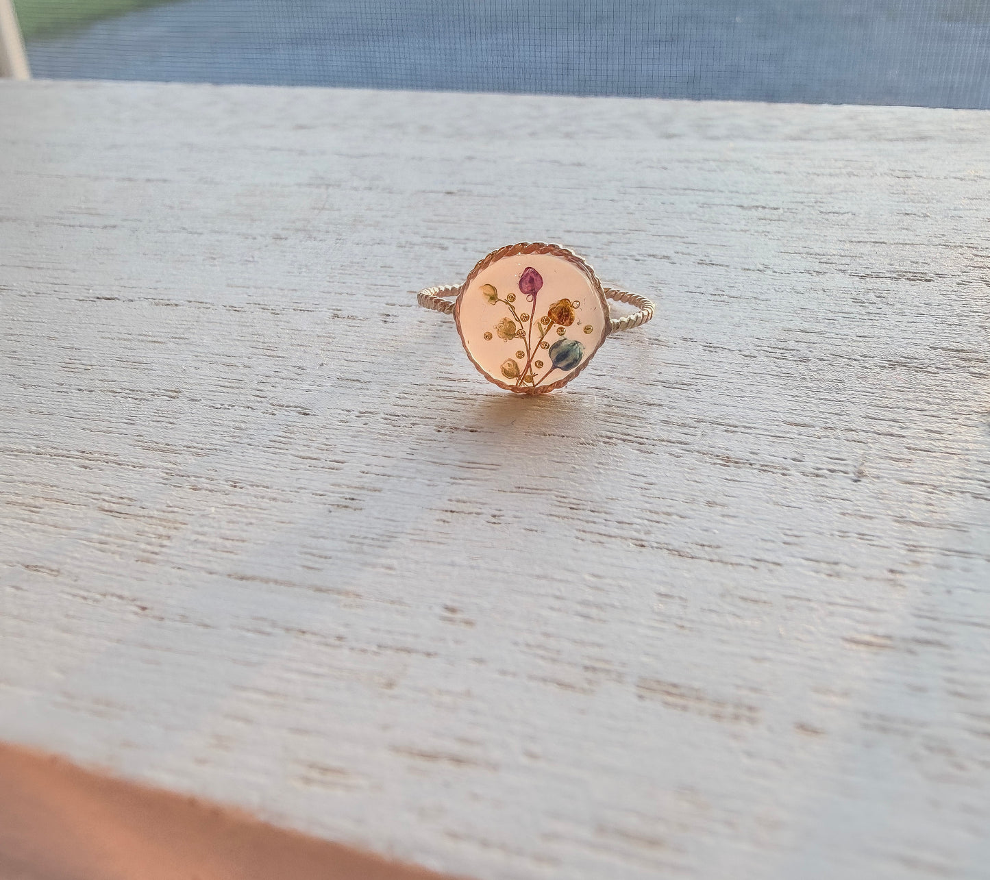 Tiny Flower Bud Ring | Real Dried Florals in Resin