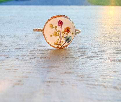 Tiny Flower Bud Ring | Real Dried Florals in Resin
