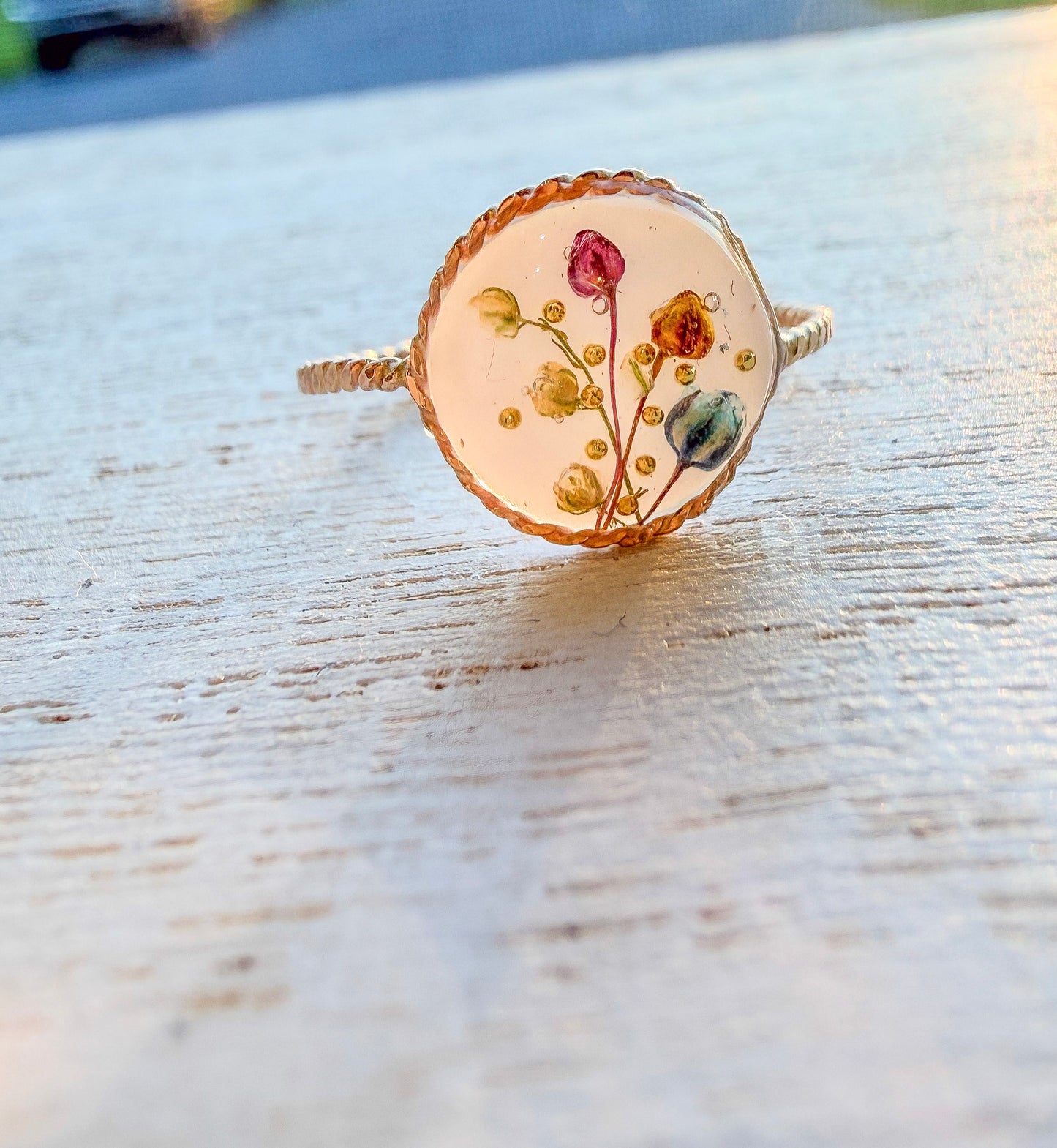Tiny Flower Bud Ring | Real Dried Florals in Resin