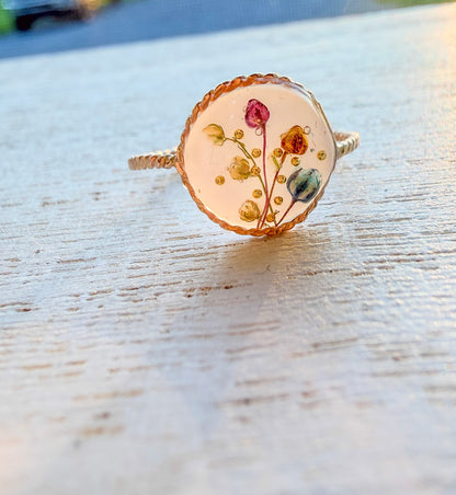 Tiny Flower Bud Ring | Real Dried Florals in Resin