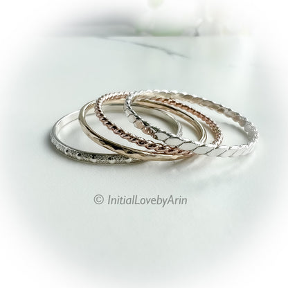 Sterling Silver and Gold Stackable Ring Set