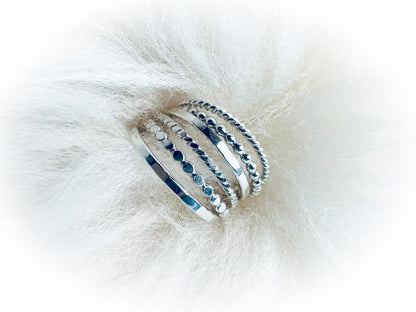 Set of 6 Sterling Silver Stacking Rings